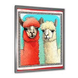 Stamp Retro Illustration Of Alpaca Portrait - Alpaca Home Decor Art