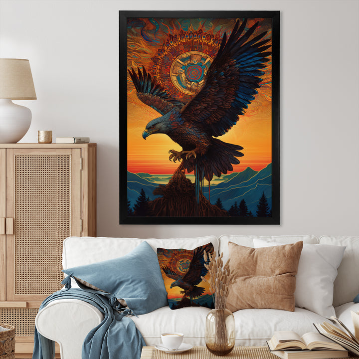 Majestic Mystical Eagle In Sunset Sky - Eagle Home Decor Art
