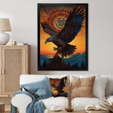 Majestic Mystical Eagle In Sunset Sky - Eagle Home Decor Art