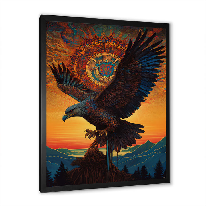 Majestic Mystical Eagle In Sunset Sky - Eagle Home Decor Art