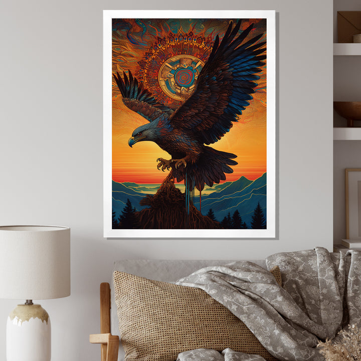 Majestic Mystical Eagle In Sunset Sky - Eagle Home Decor Art