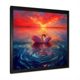 Pink Swan Reflection At Majestic Sunset - Yellow Swans Wall Art