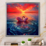 Pink Swan Reflection At Majestic Sunset - Yellow Swans Wall Art