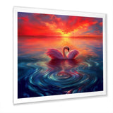 Pink Swan Reflection At Majestic Sunset - Yellow Swans Wall Art
