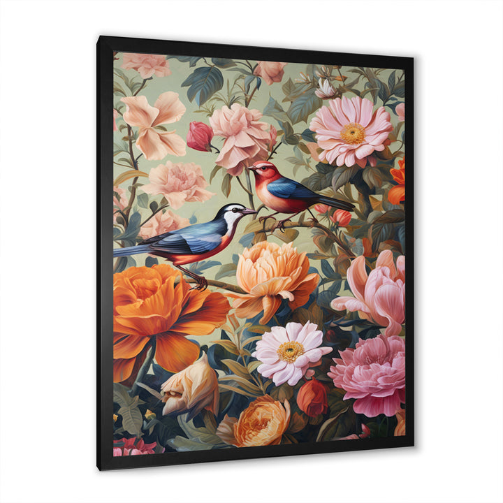 Tropical Birds In Paradise Flower field Painting - Bird Wall Art Prints