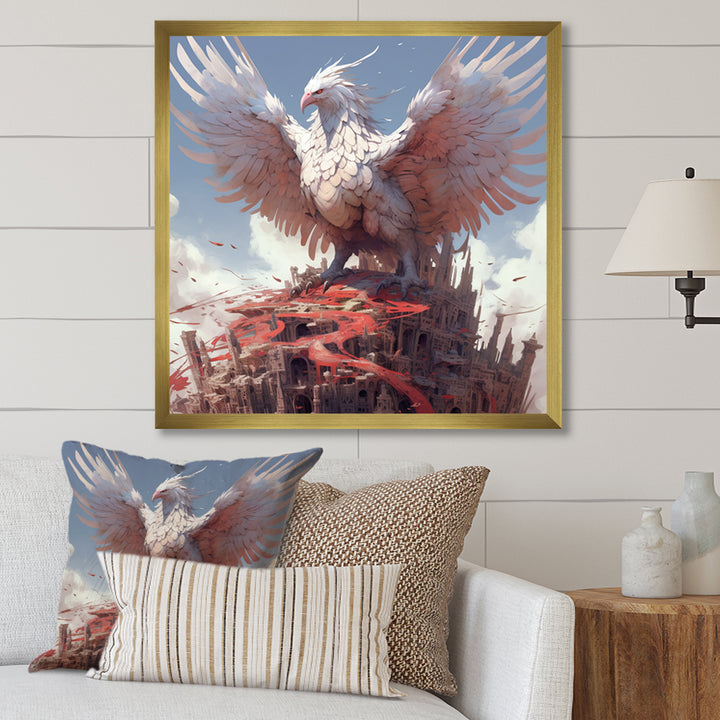 Majestic White Bird In The High Skies - Bird Framed Canvas Art