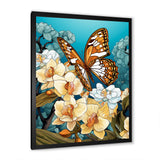 Gracious Brown Butterfly On Orchids Retro - Butterfly Wall Decor