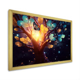 Ethereal Brown Butterfly On Magical Tree - Brown Butterfly Wall Art