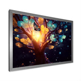 Ethereal Brown Butterfly On Magical Tree - Brown Butterfly Wall Art