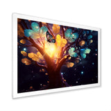 Ethereal Brown Butterfly On Magical Tree - Brown Butterfly Wall Art