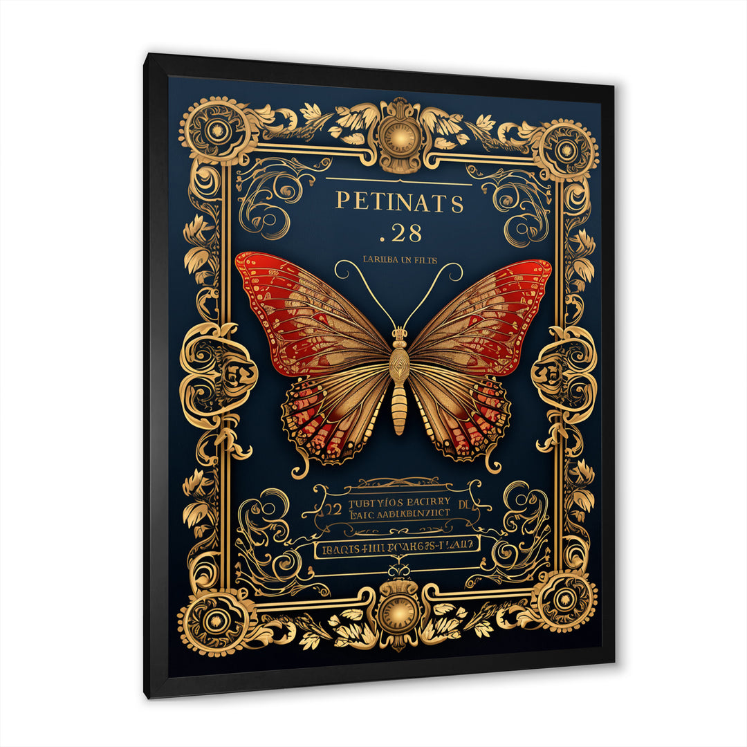 Retro Illustration Of Red Butterfly - Butterfly Wall Decor