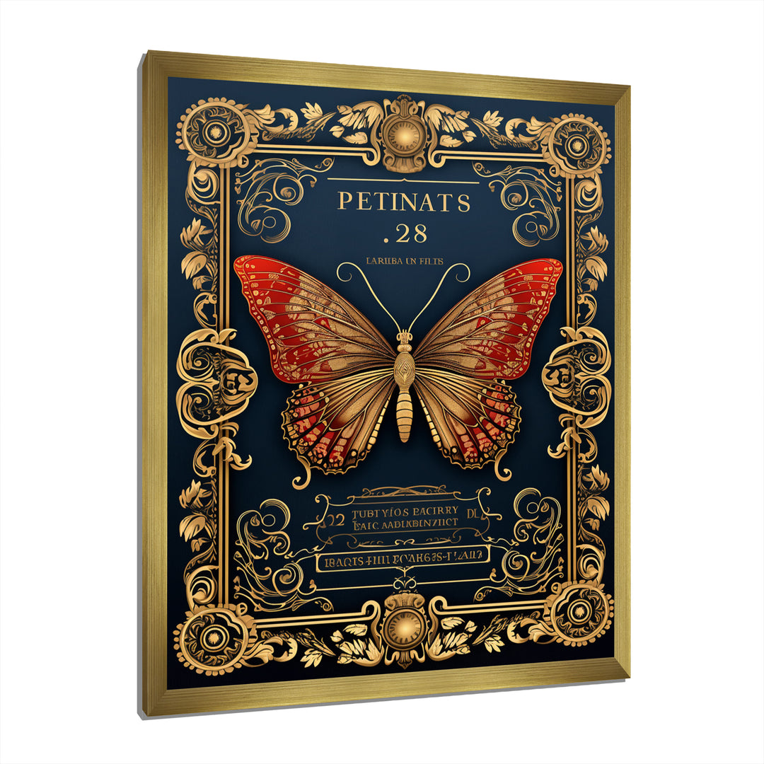 Retro Illustration Of Red Butterfly - Butterfly Wall Decor