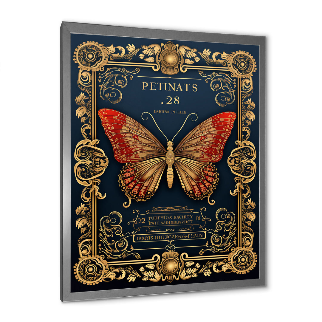 Retro Illustration Of Red Butterfly - Butterfly Wall Decor