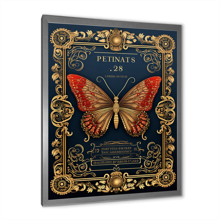 Retro Illustration Of Red Butterfly - Butterfly Wall Decor