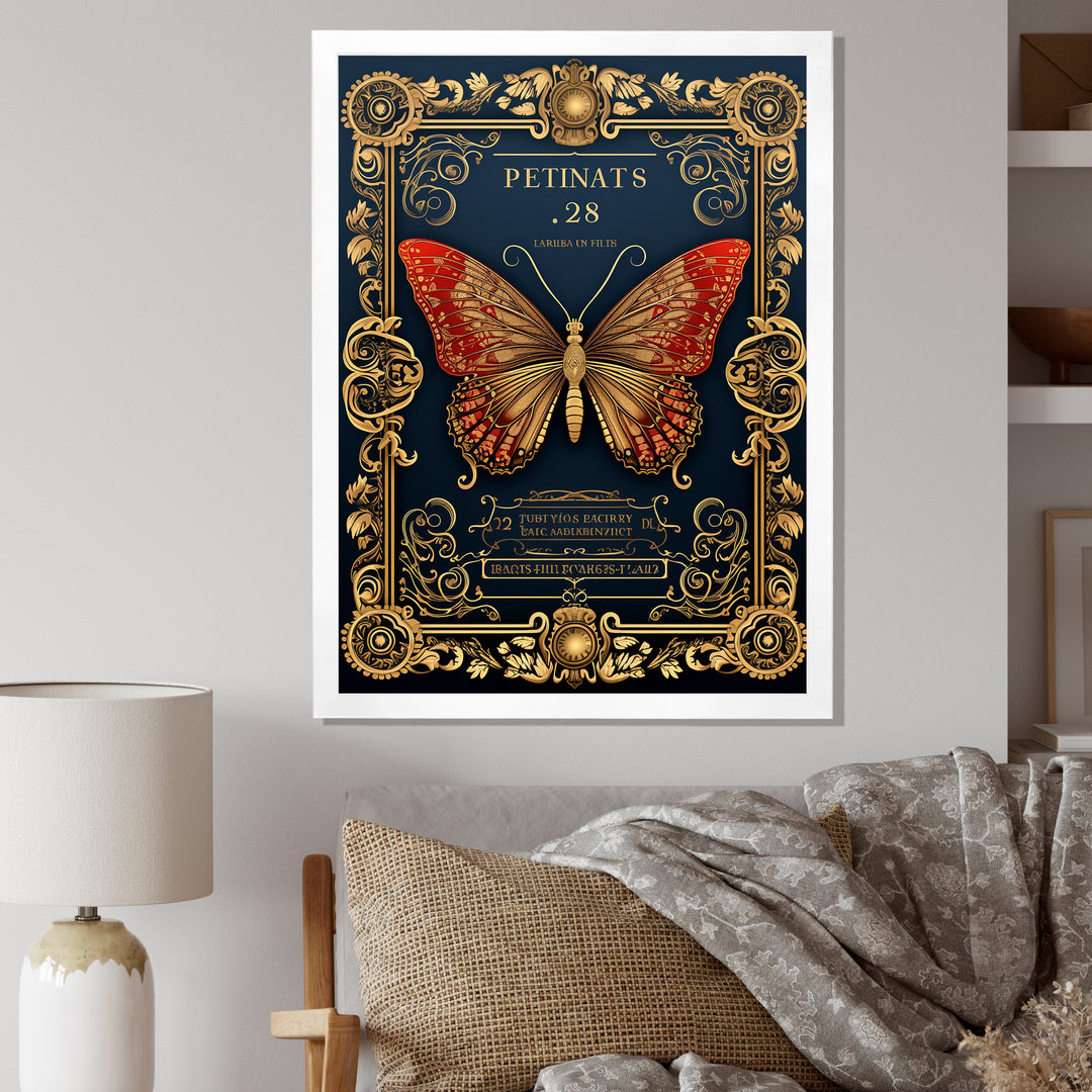 Retro Illustration Of Red Butterfly - Butterfly Wall Decor