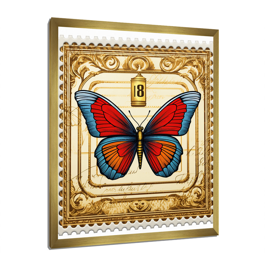 Retro Illustration Of Blue Butterfly - Butterfly Wall Art Prints