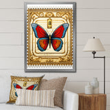 Retro Illustration Of Blue Butterfly - Butterfly Wall Art Prints