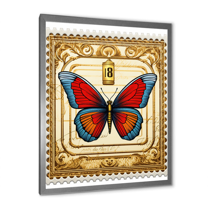 Retro Illustration Of Blue Butterfly - Butterfly Wall Art Prints