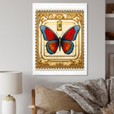 Retro Illustration Of Blue Butterfly - Butterfly Wall Art Prints