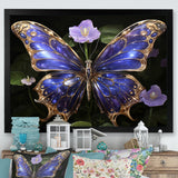 Futuristic Purple And Gold Butterfly - Purple Butterfly Wall Art