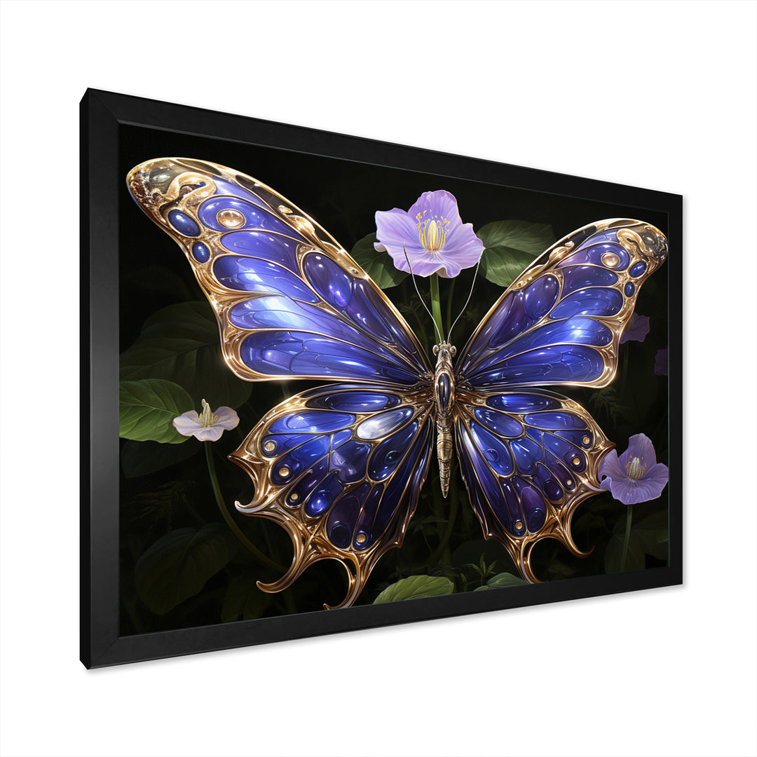 Futuristic Purple And Gold Butterfly - Purple Butterfly Wall Art