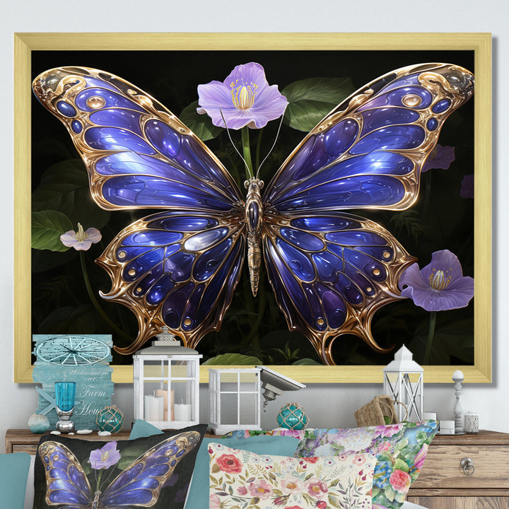 Futuristic Purple And Gold Butterfly - Purple Butterfly Wall Art