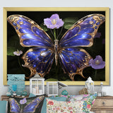 Futuristic Purple And Gold Butterfly - Purple Butterfly Wall Art