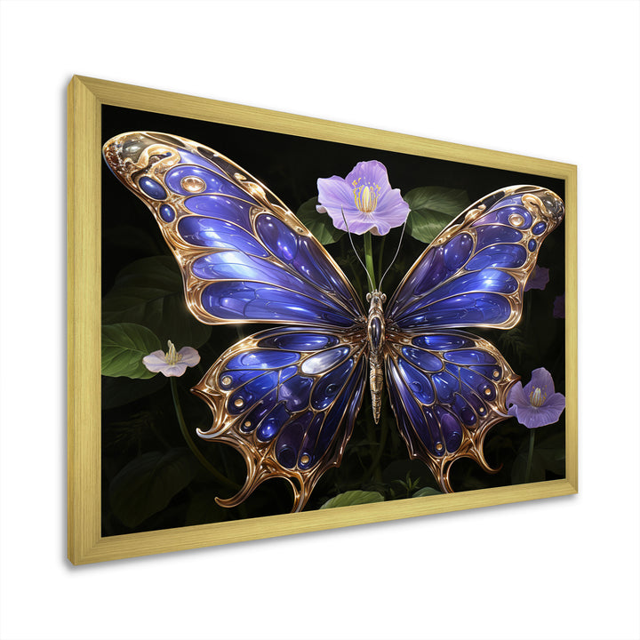 Futuristic Purple And Gold Butterfly - Purple Butterfly Wall Art