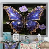 Futuristic Purple And Gold Butterfly - Purple Butterfly Wall Art