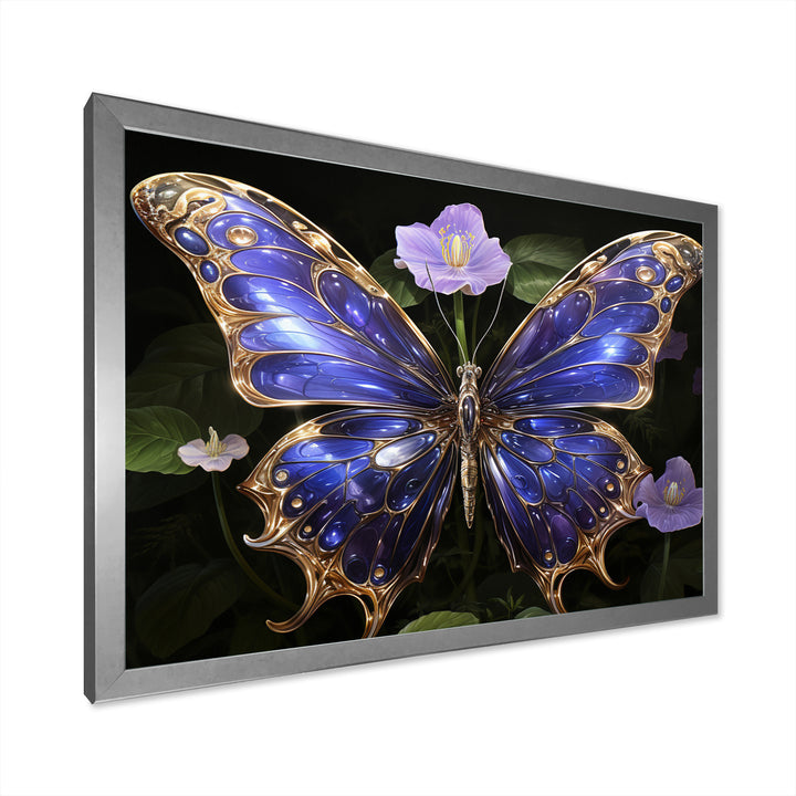 Futuristic Purple And Gold Butterfly - Purple Butterfly Wall Art