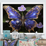 Futuristic Purple And Gold Butterfly - Purple Butterfly Wall Art