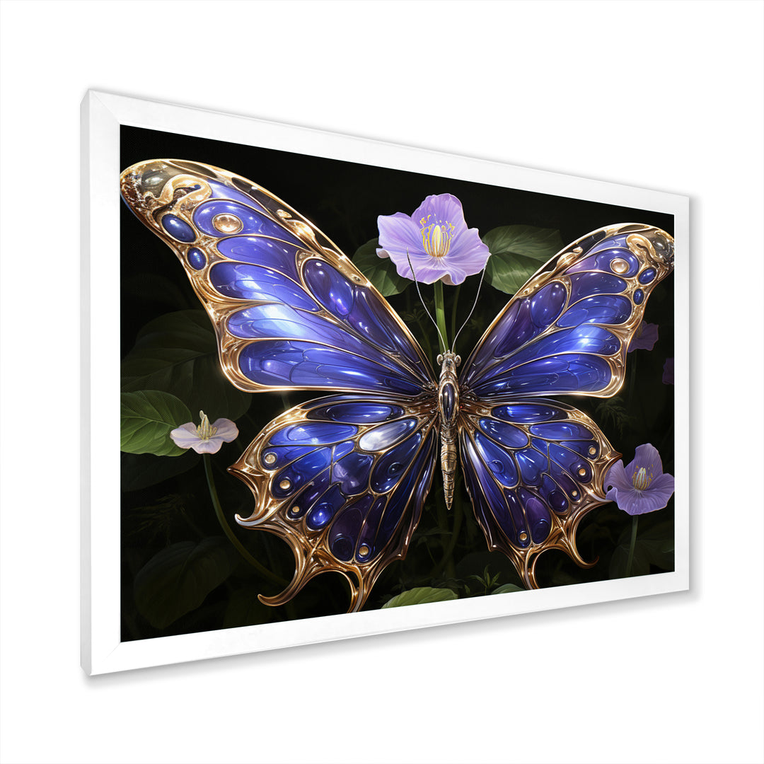 Futuristic Purple And Gold Butterfly - Purple Butterfly Wall Art