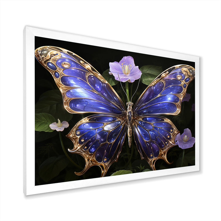 Futuristic Purple And Gold Butterfly - Purple Butterfly Wall Art