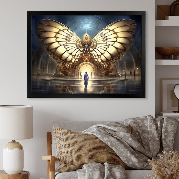Majestic Butterfly Portal Of Light - Yellow Butterfly Wall Art