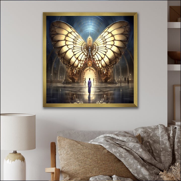 Majestic Butterfly Portal Of Light - Yellow Butterfly Wall Art