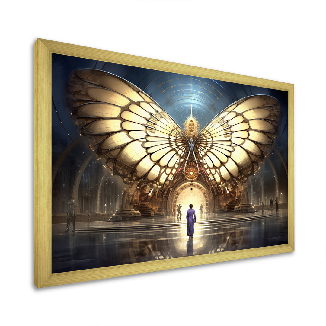 Majestic Butterfly Portal Of Light - Yellow Butterfly Wall Art