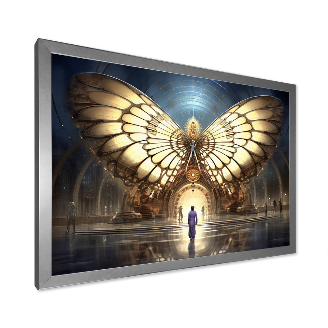Majestic Butterfly Portal Of Light - Yellow Butterfly Wall Art