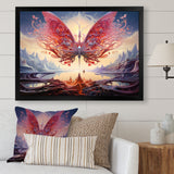 Futuristic Majestic Pink Butterfly - Butterfly Framed Canvas Art