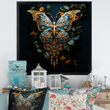 Futuristic Amber And Teal Butterfly - Butterfly Large Canvas Wall Art