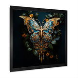 Futuristic Amber And Teal Butterfly - Butterfly Large Canvas Wall Art