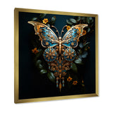 Futuristic Amber And Teal Butterfly - Butterfly Large Canvas Wall Art