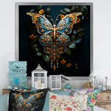 Futuristic Amber And Teal Butterfly - Butterfly Large Canvas Wall Art