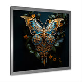 Futuristic Amber And Teal Butterfly - Butterfly Large Canvas Wall Art