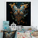 Futuristic Amber And Teal Butterfly - Butterfly Large Canvas Wall Art