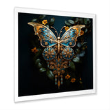 Futuristic Amber And Teal Butterfly - Butterfly Large Canvas Wall Art