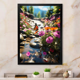Orange Monarch Butterfly Flowerful Stream - Butterfly Home Decor Art