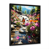 Orange Monarch Butterfly Flowerful Stream - Butterfly Home Decor Art