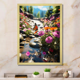 Orange Monarch Butterfly Flowerful Stream - Butterfly Home Decor Art