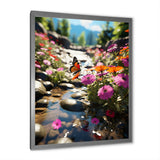 Orange Monarch Butterfly Flowerful Stream - Butterfly Home Decor Art