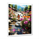 Orange Monarch Butterfly Flowerful Stream - Butterfly Home Decor Art
